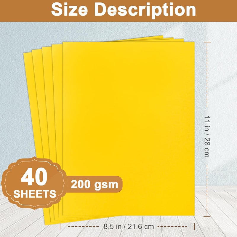 Silunkia 40 Sheets Yellow Cardstock 8.5 x 11 Crafts Paper, 200gsm/75lb Heavyweight Card Stock Printer Paper for DIY Cards Making, Certificates, Wedding Invitations, Menus, Birthday Decorations, School - Image 2
